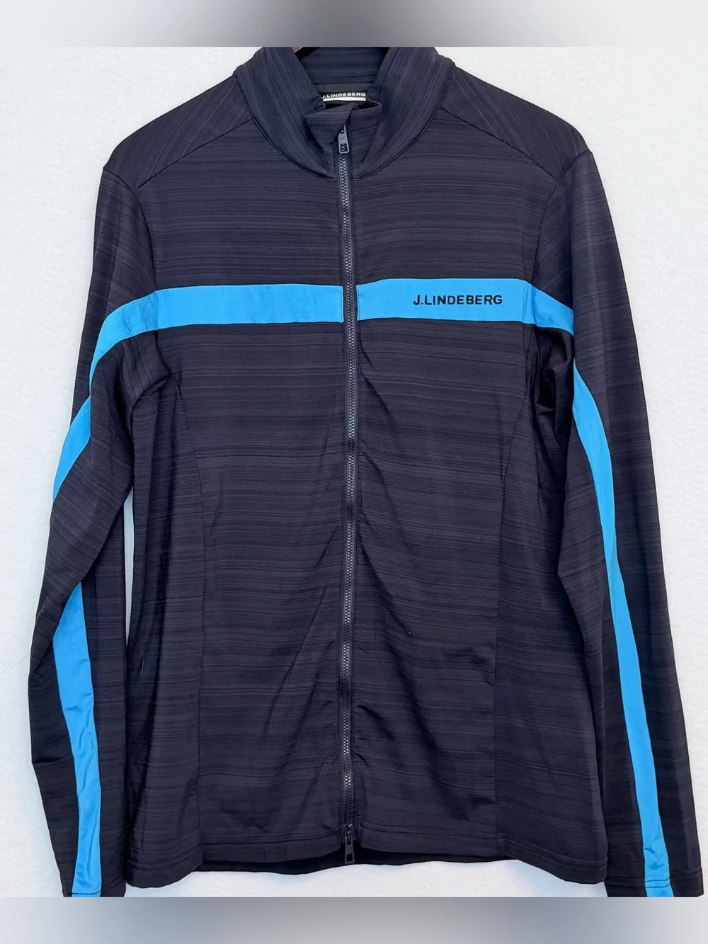 J.Lindeberg Jarvis Mid Layer Full Zip Golf Jacket Blue Black Stretch M